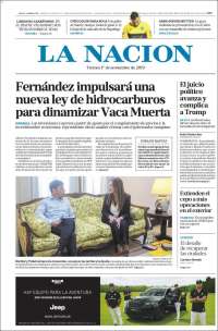 Portada de La Nación (Argentina)