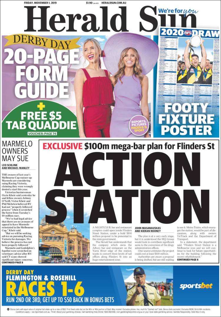 Portada de Herald Sun (Australia)