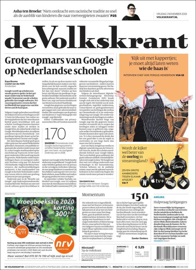 Portada de De Morgen (B&eacute;lgica)