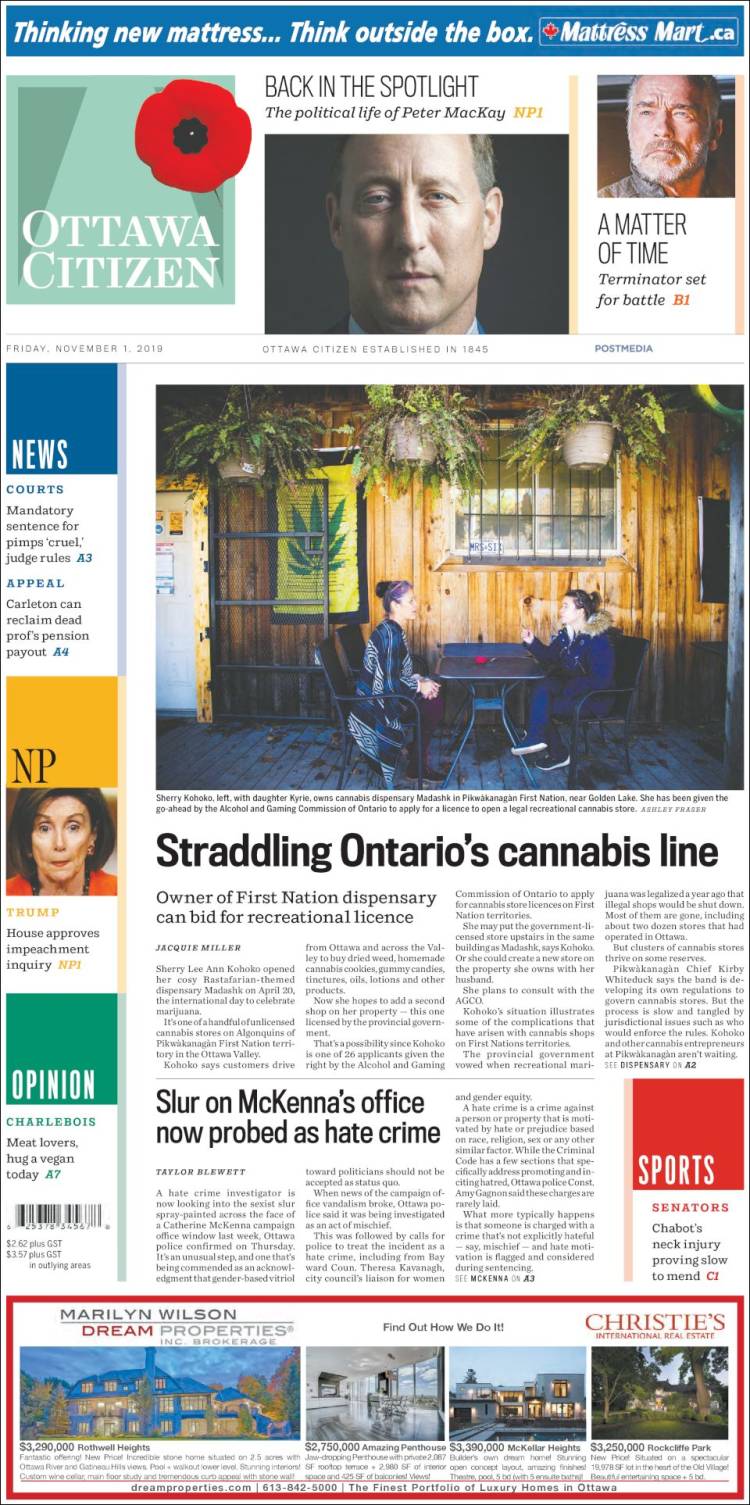 Portada de Ottawa Citizen (Canadá)