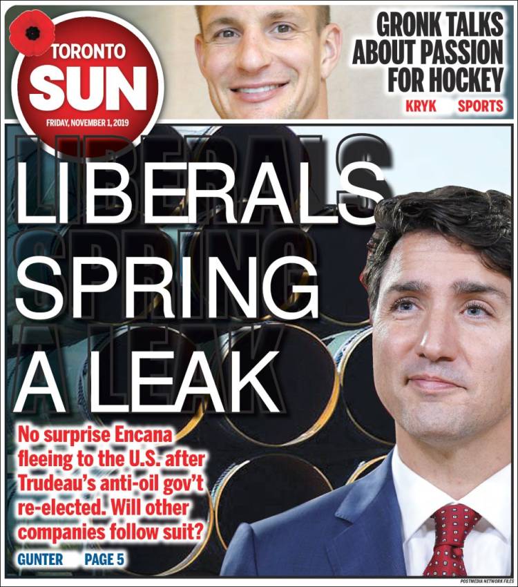 Portada de The Toronto Sun (Canadá)