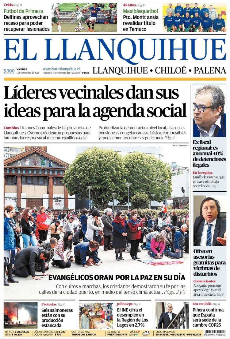 Portada de El Llanquihue (Chile)