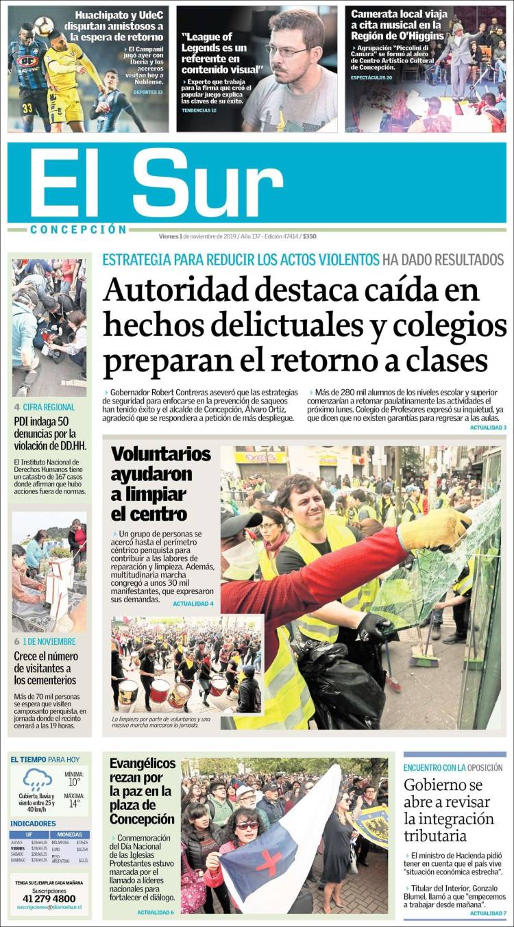 Portada de El Sur (Chile)