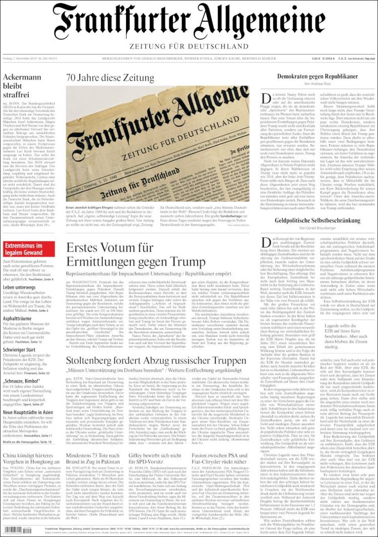 Portada de Frankfurter Allgemeine (Alemania)