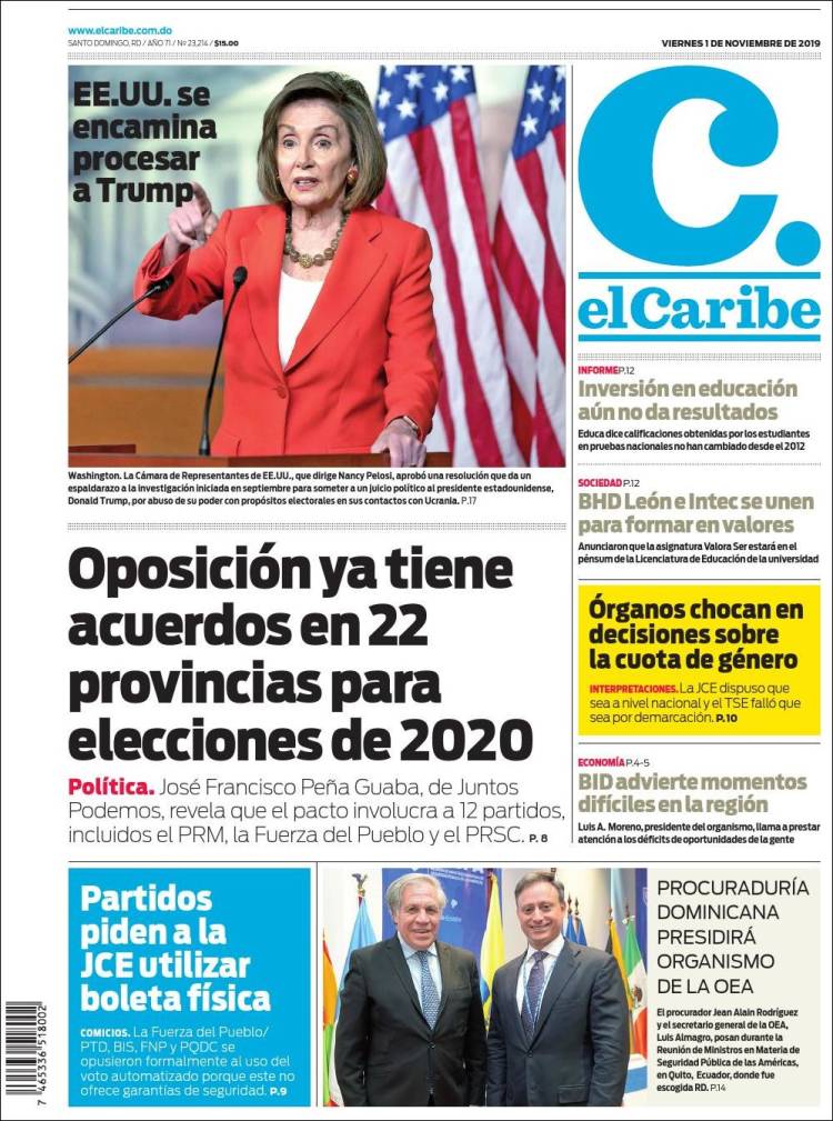 Portada de El Caribe (R. Dominicana)