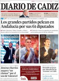 Portada de Diario de Cádiz (España)