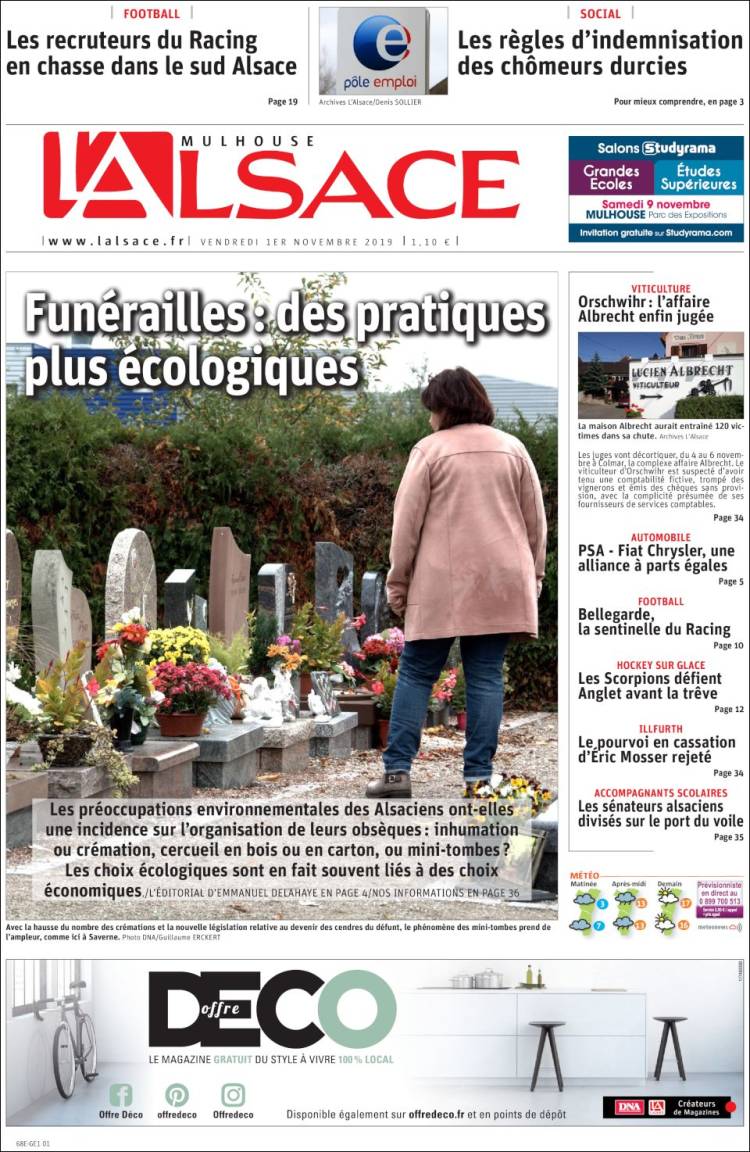 Portada de Journal L'Alsace (Francia)