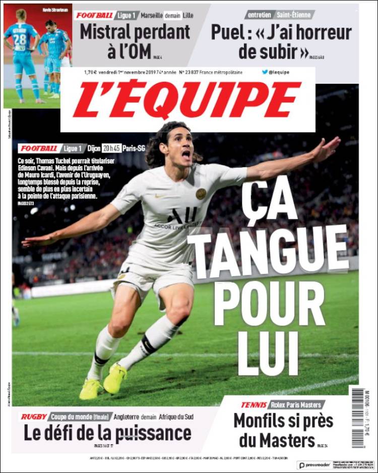 Portada de L'Equipe (Francia)