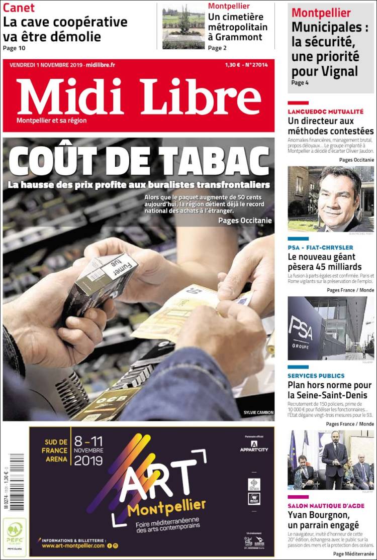 Portada de Midi Libre (Francia)