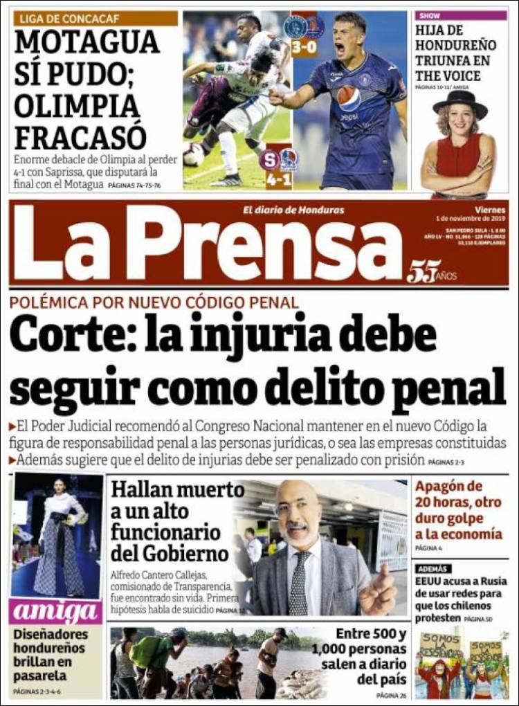 Portada de La Prensa (Honduras)