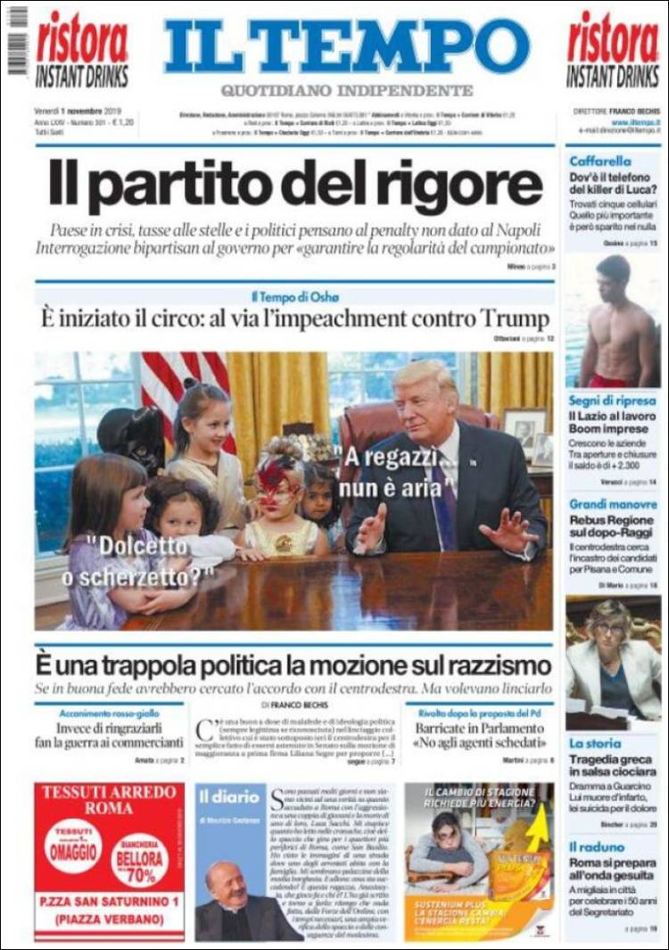 Portada de Il Tempo (Italia)