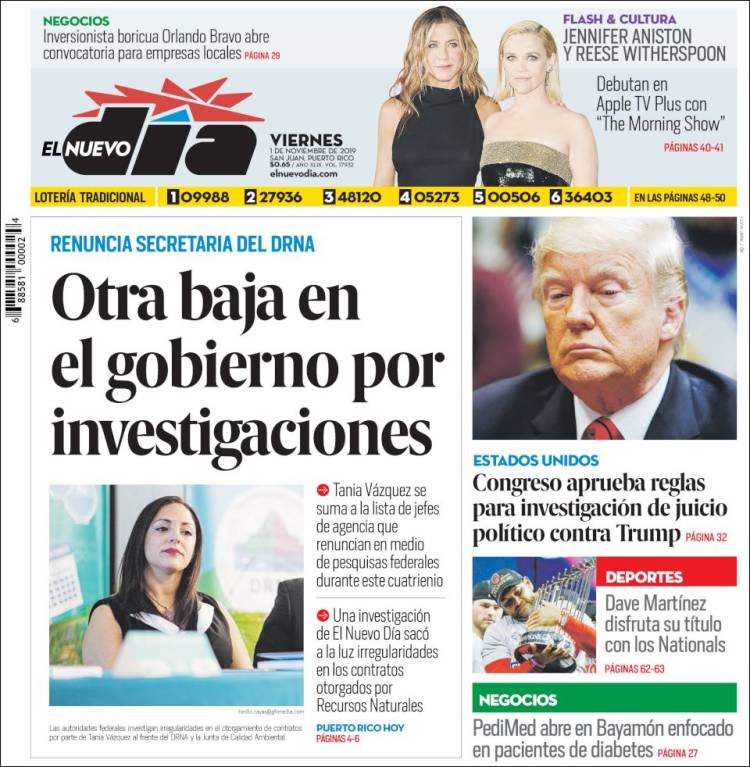 Portada de El Nuevo Día (Puerto Rico)