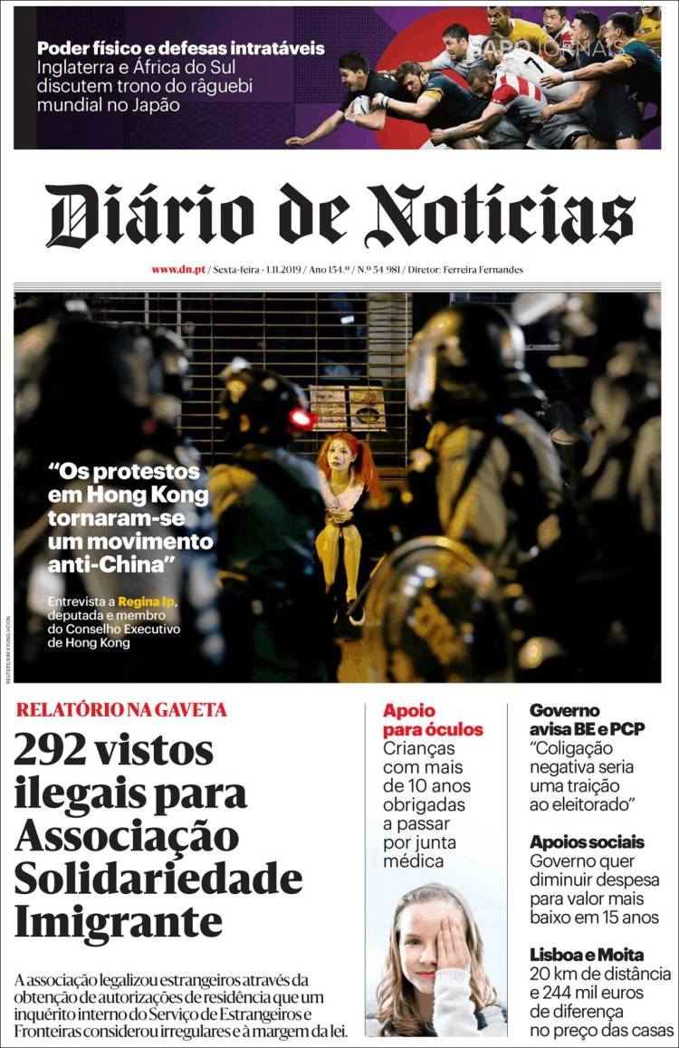 Portada de Diário de Noticias (Portugal)