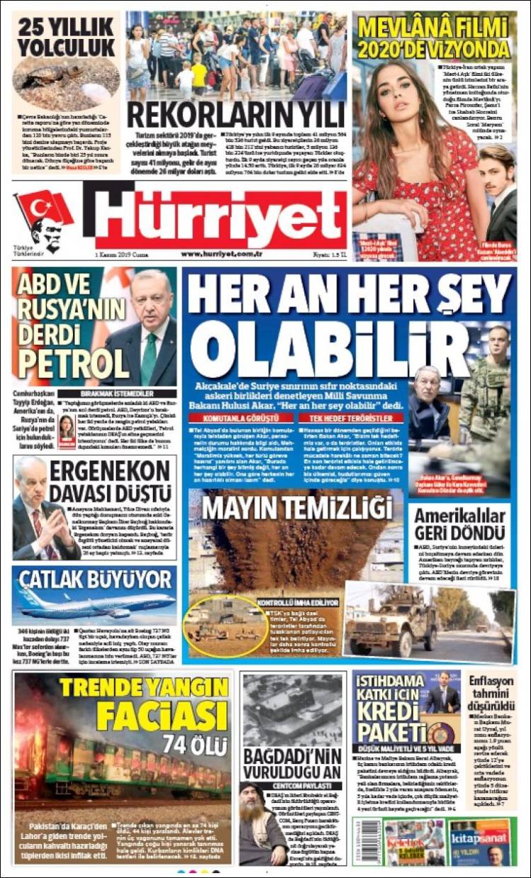 Portada de Hürriyet (Turqu&iacute;a)