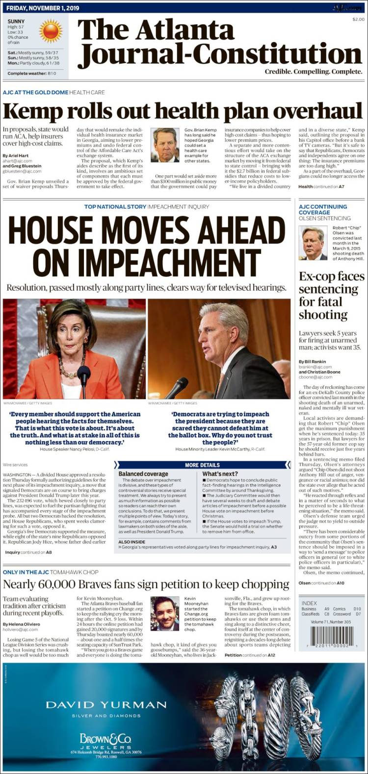 Portada de The Atlanta Journal-Constitution (USA)