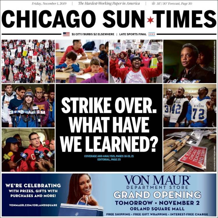 Portada de Chicago Sun-Times (USA)