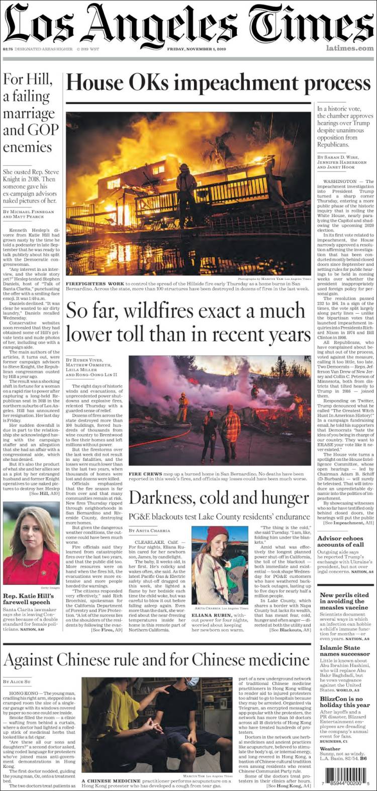 Portada de Los Angeles Times (USA)