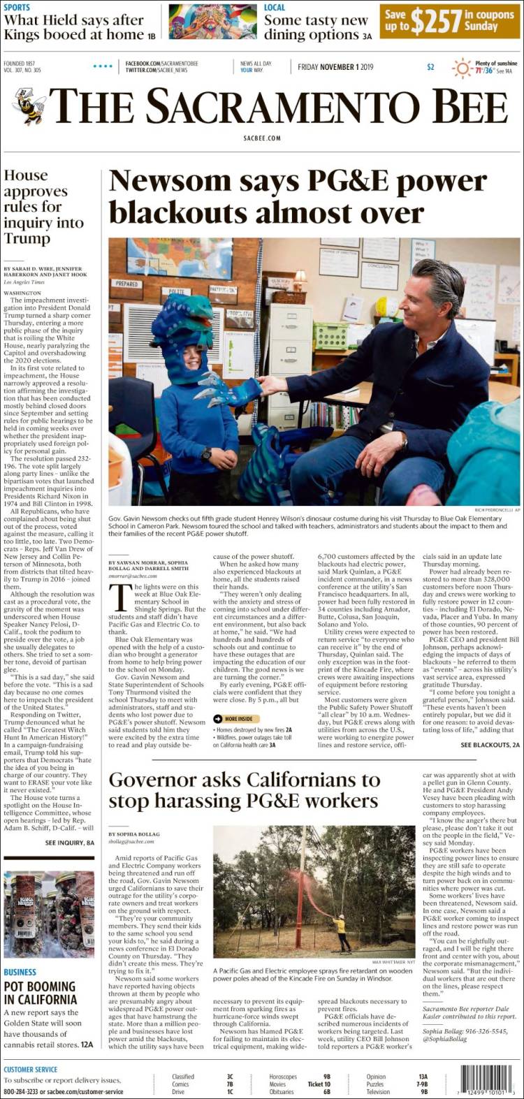 Portada de The Sacramento Bee (USA)