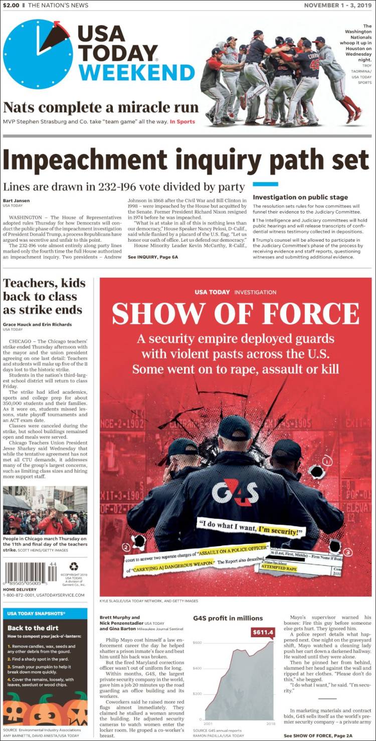 Portada de USA Today (USA)