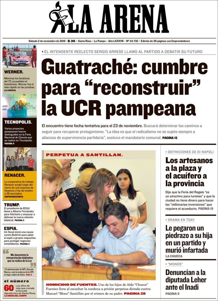 Portada de Diario La Arena (Argentina)