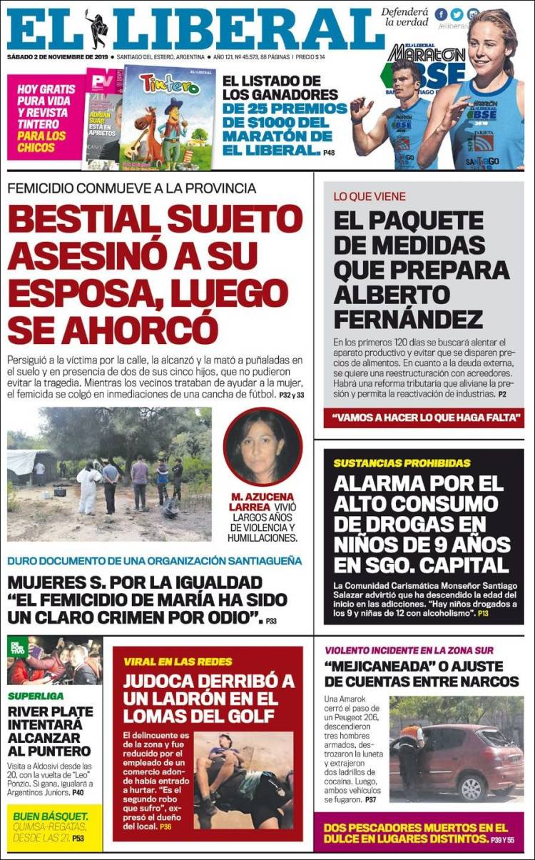 Portada de Diario El Liberal (Argentina)