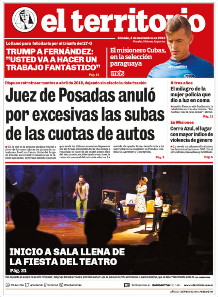 Portada de El Territorio (Argentina)