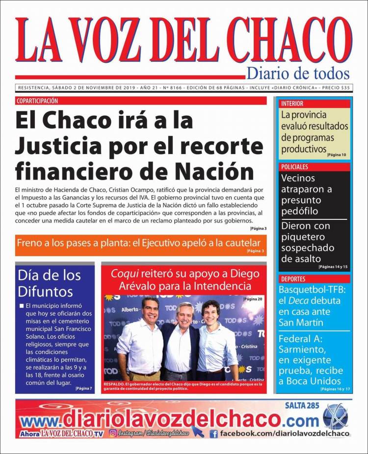 Portada de La Voz del Chaco (Argentina)