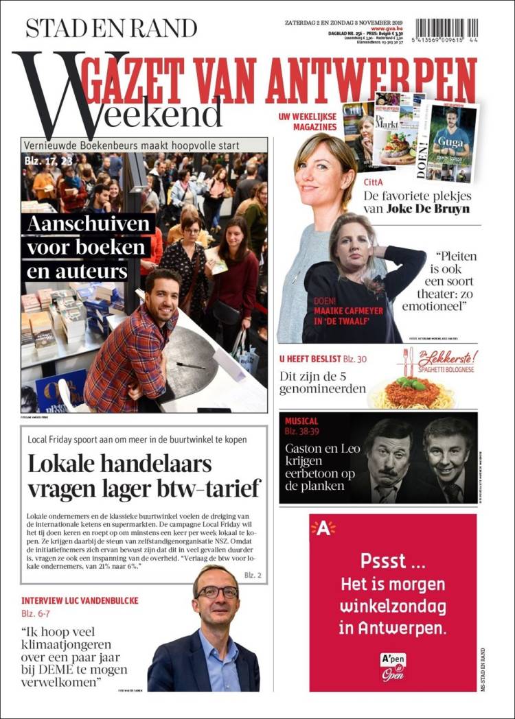 Portada de Gazet van Antwerpen (B&eacute;lgica)