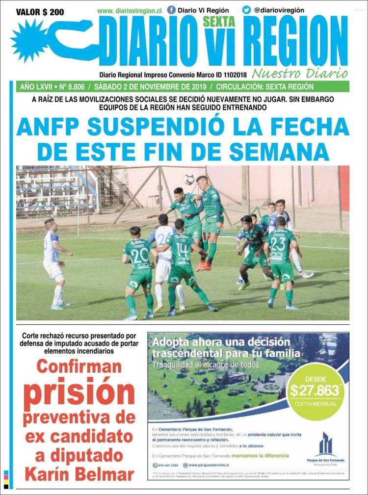 Portada de Diario VI Región (Chile)