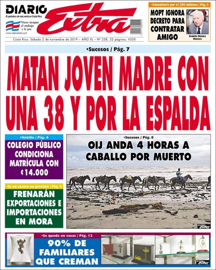 Portada de Diario Extra (Costa Rica)