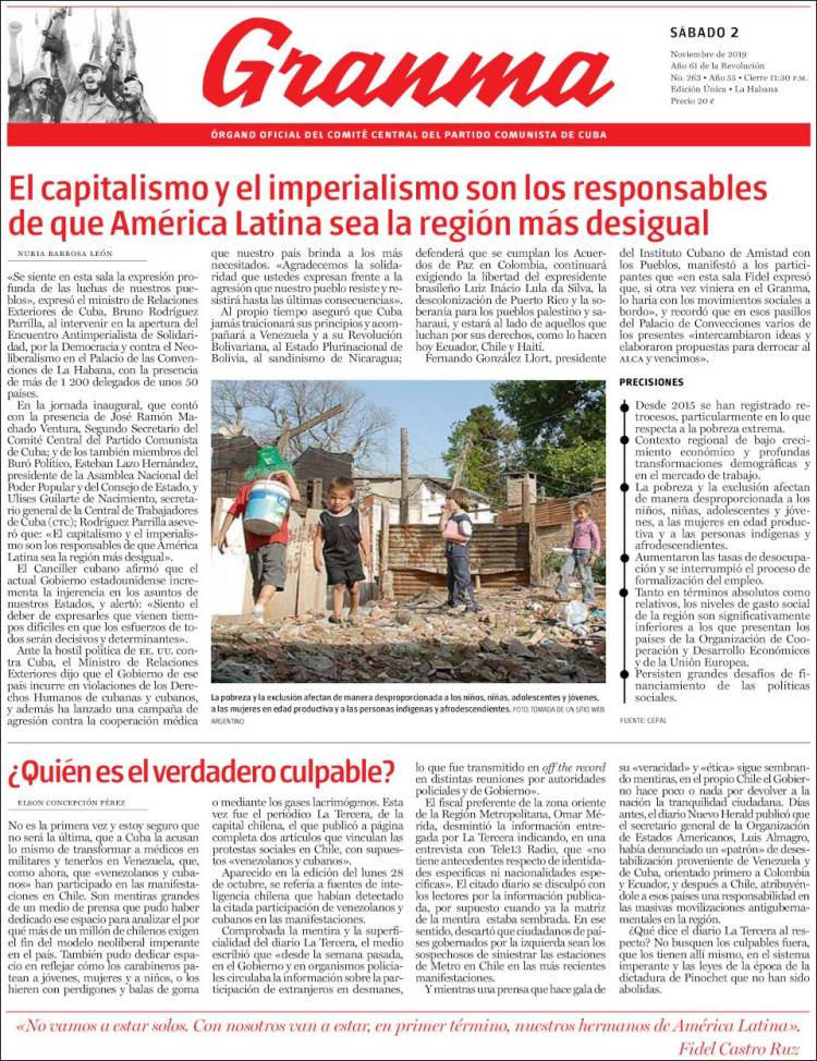 Portada de Granma (Cuba)