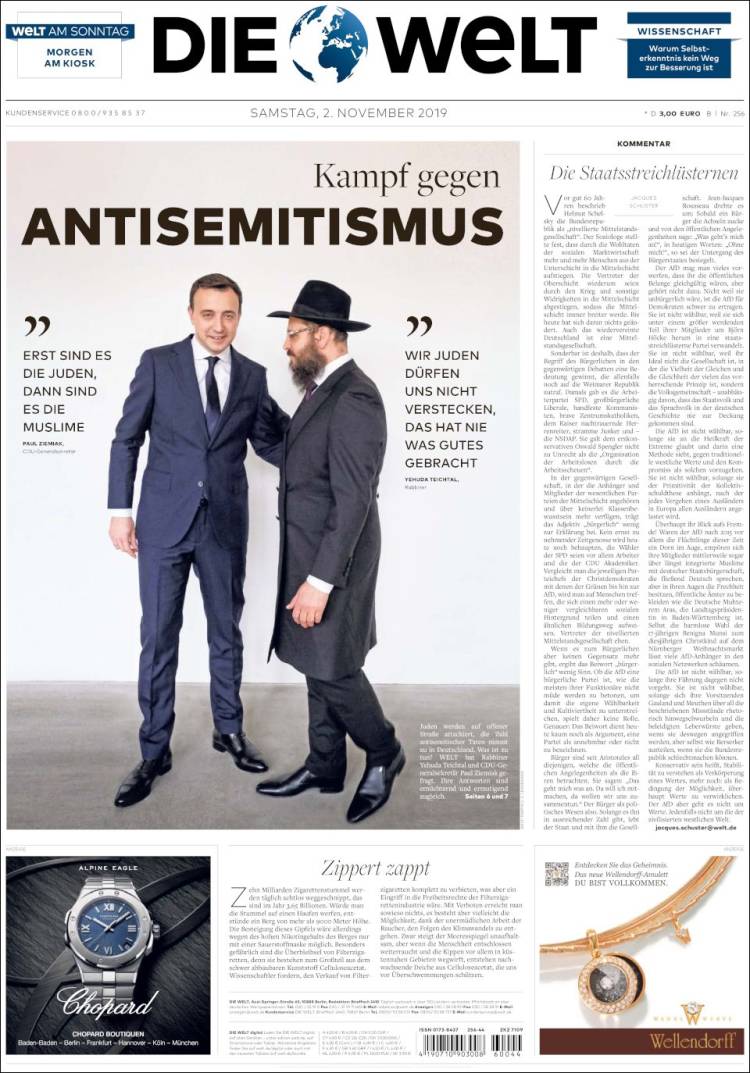 Portada de Die Welt (Alemania)
