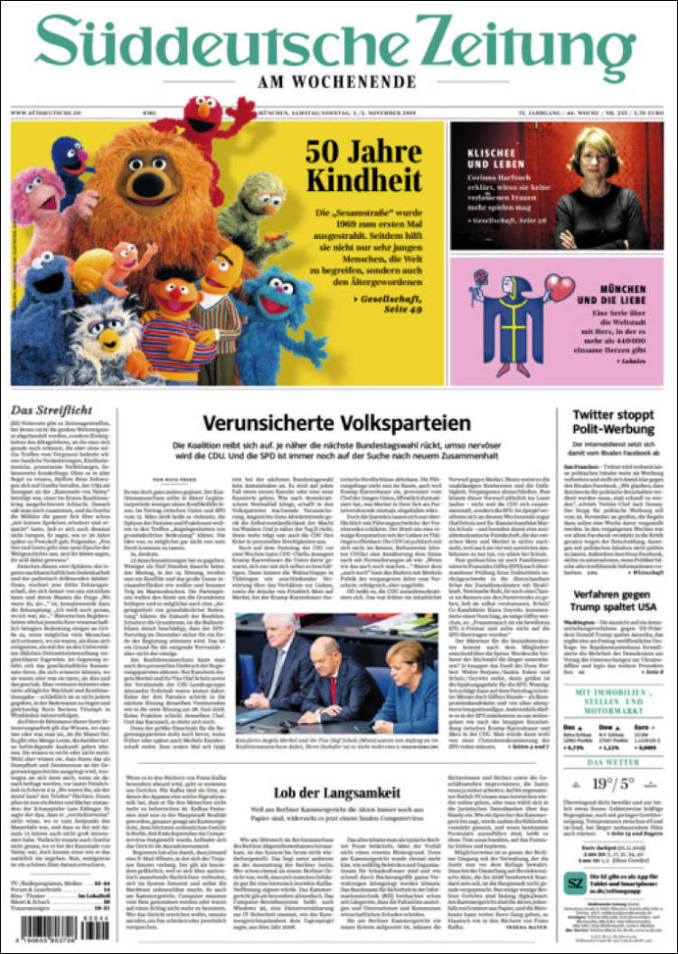 Portada de Sueddeutsche (Alemania)