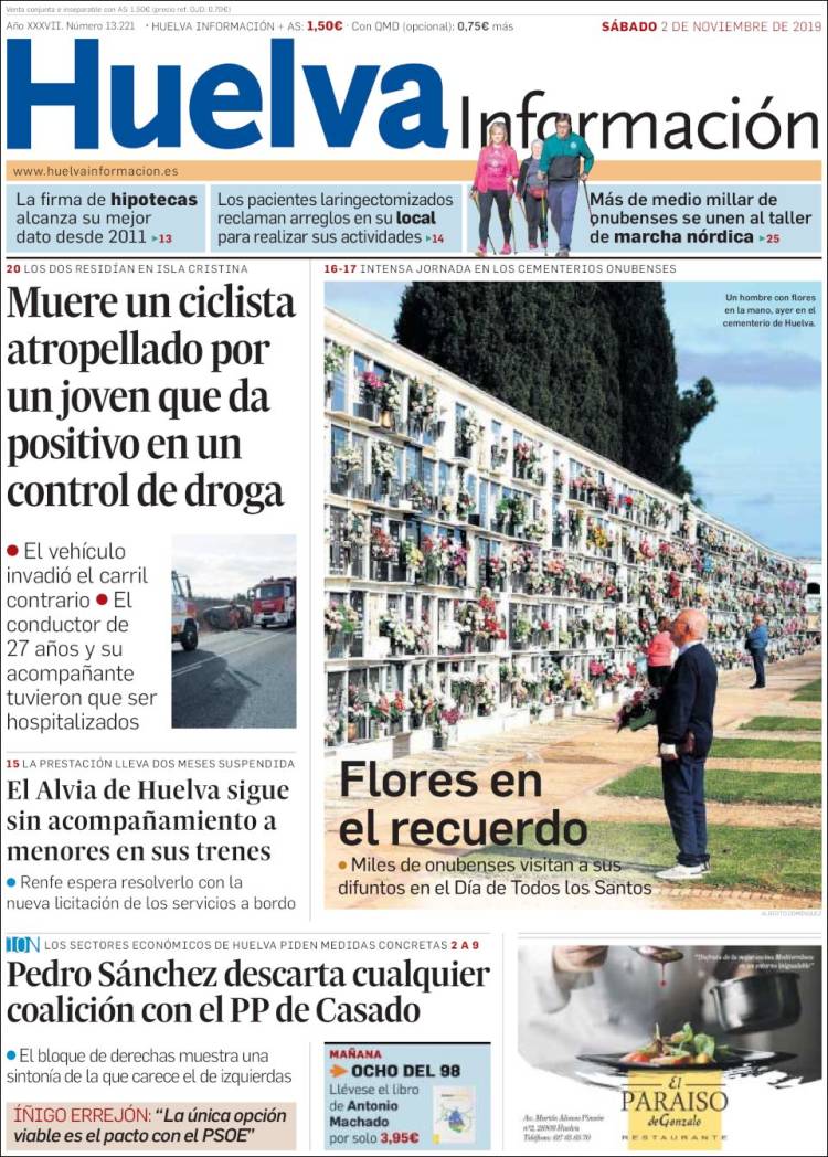 Portada de Huelva Información (España)