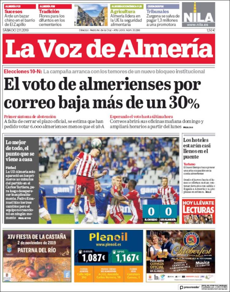 Portada de La Voz de Almería (España)