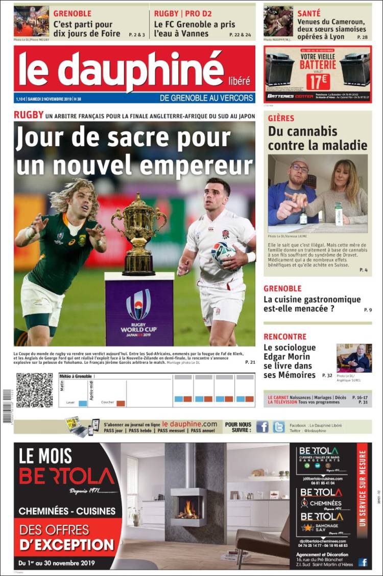 Portada de Le Dauphiné Libéré (Francia)
