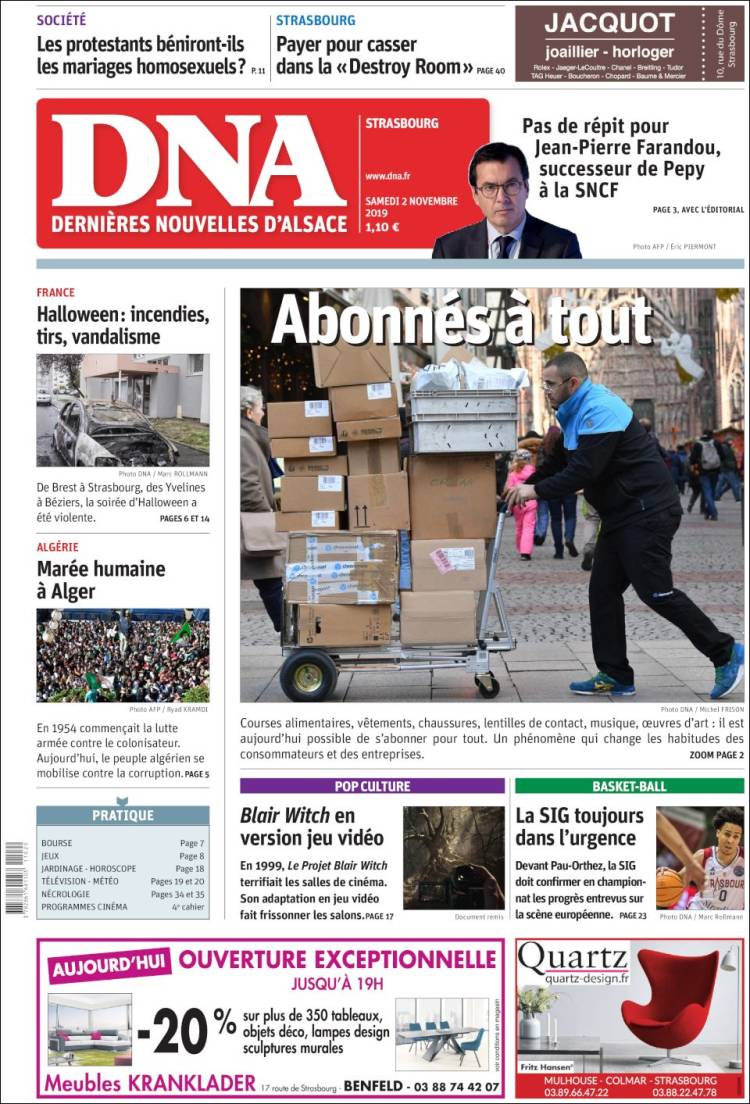 Portada de Les Dernières Nouvelles d'Alsace (Francia)