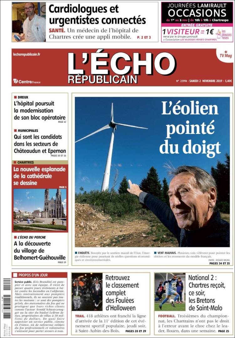 Portada de L'Echo Républicain (Francia)
