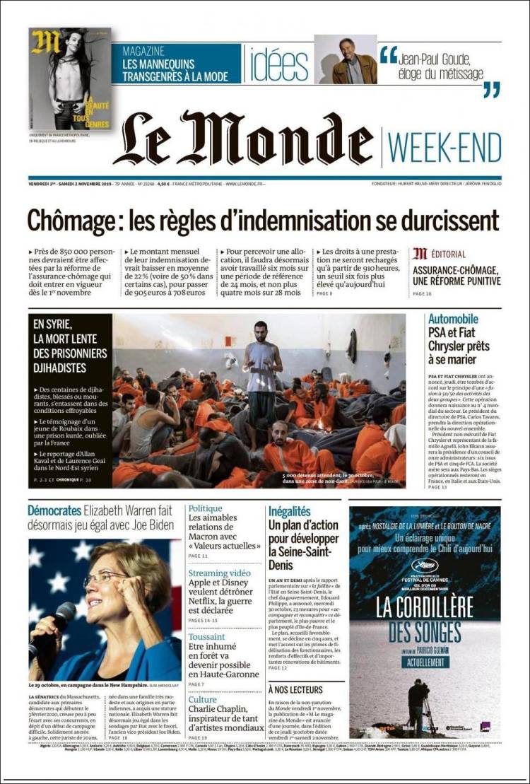Portada de Le Monde (Francia)