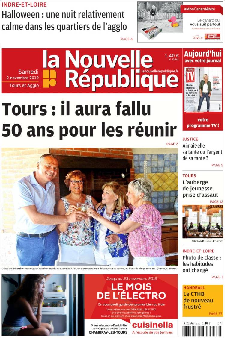 Portada de La Nouvelle Republique (Francia)