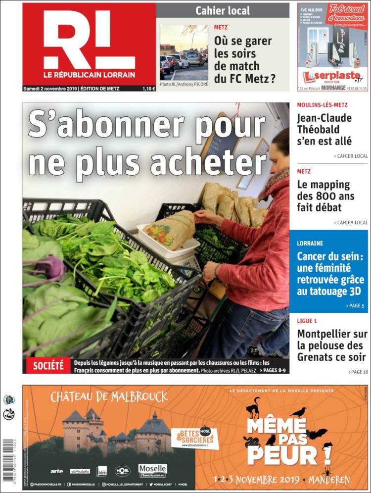Portada de Le Republicain Lorrain (Francia)