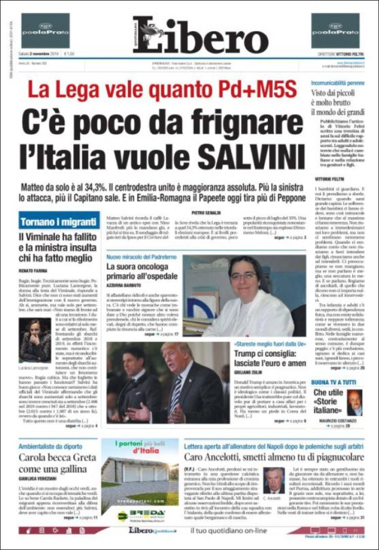 Portada de Libero (Italia)