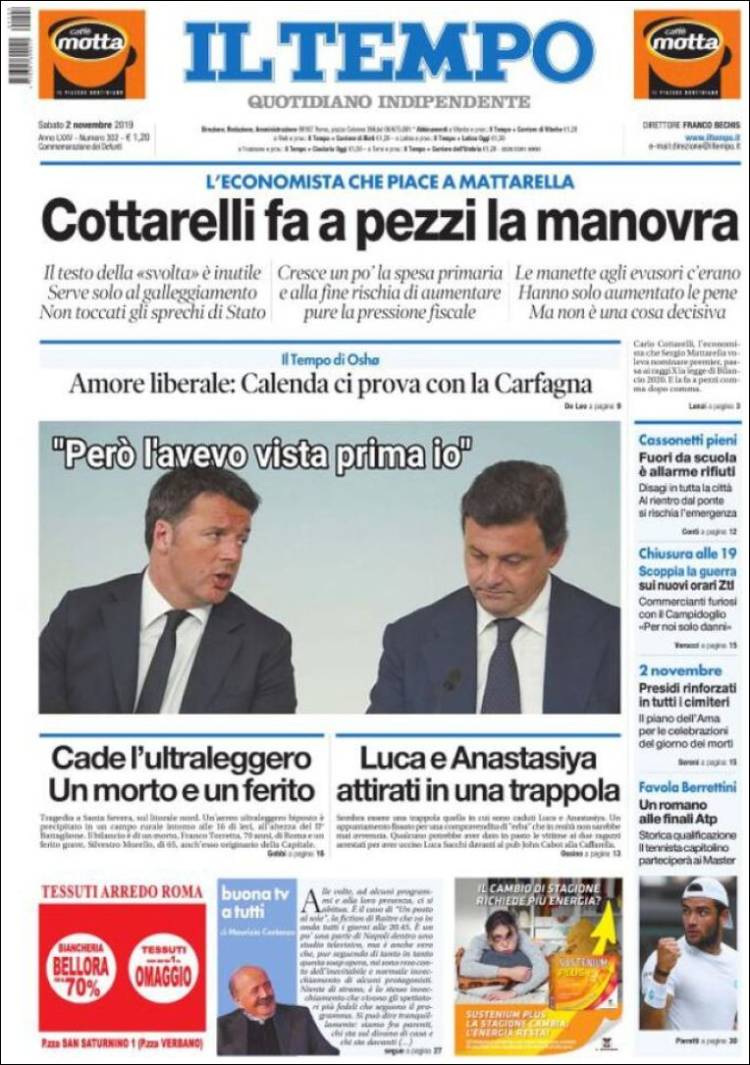 Portada de Il Tempo (Italia)