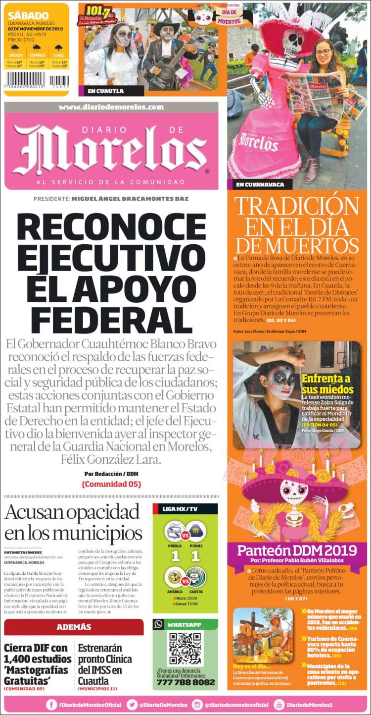 Portada de Diario de Morelos (M&eacute;xico)