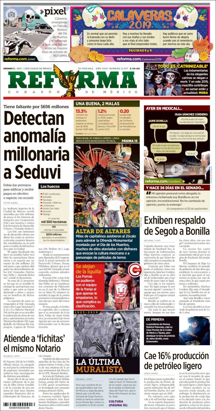 Portada de Reforma (M&eacute;xico)