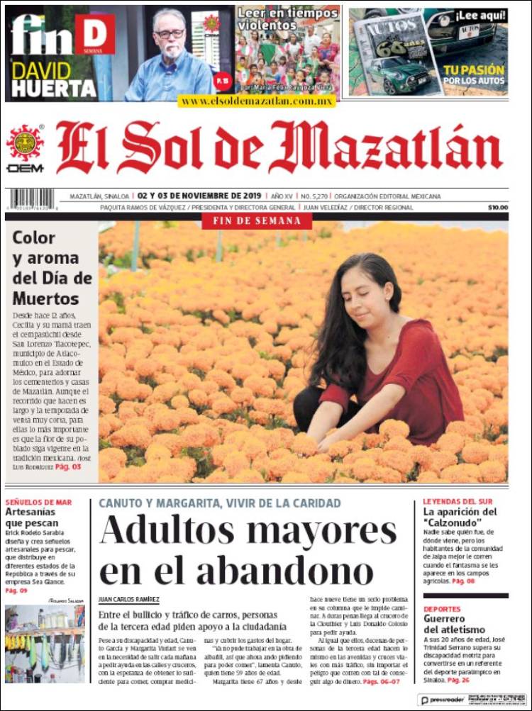 Portada de El Sol de Mazatlán (M&eacute;xico)