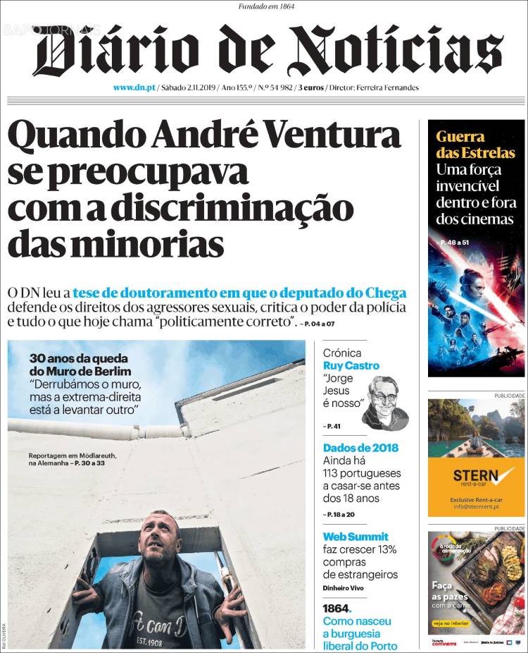 Portada de Diário de Noticias (Portugal)
