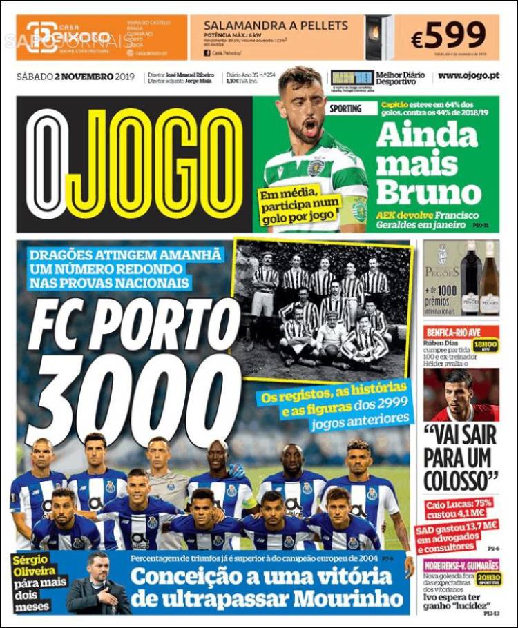 Portada de O Jogo (Portugal)