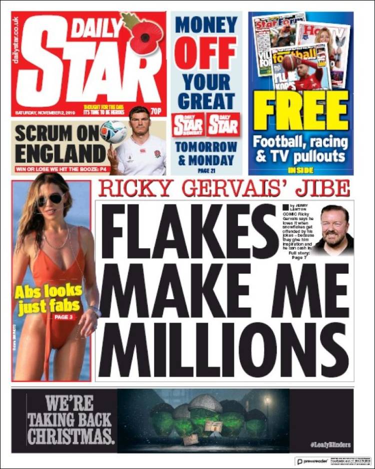 Portada de Daily Star (Reino Unido)