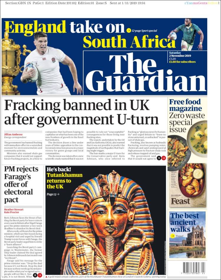 Portada de The Guardian (Reino Unido)